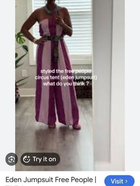 Free People Eden Strapless Wide-Leg Striped Jumpsuit in Pink & Magenta